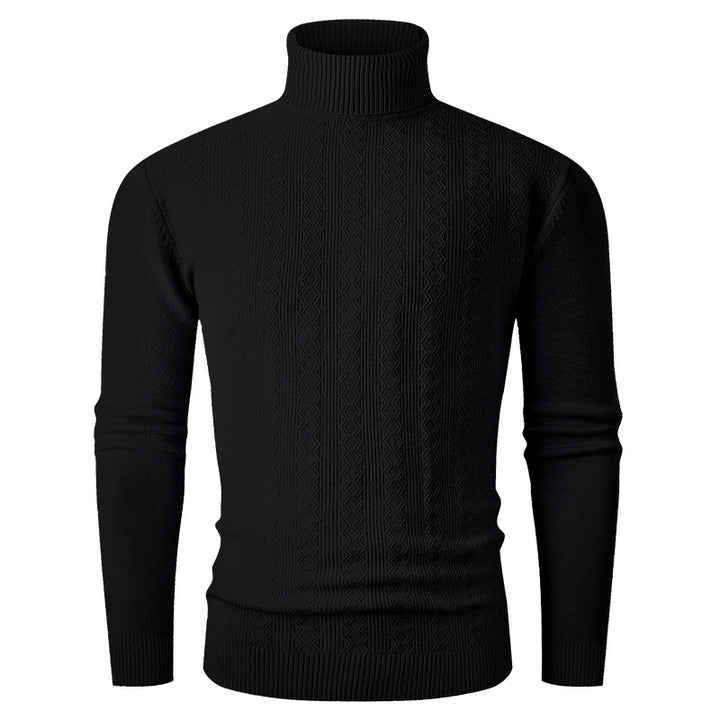 Men's turtleneck sweater with textured pattern and high collar Lisslune
