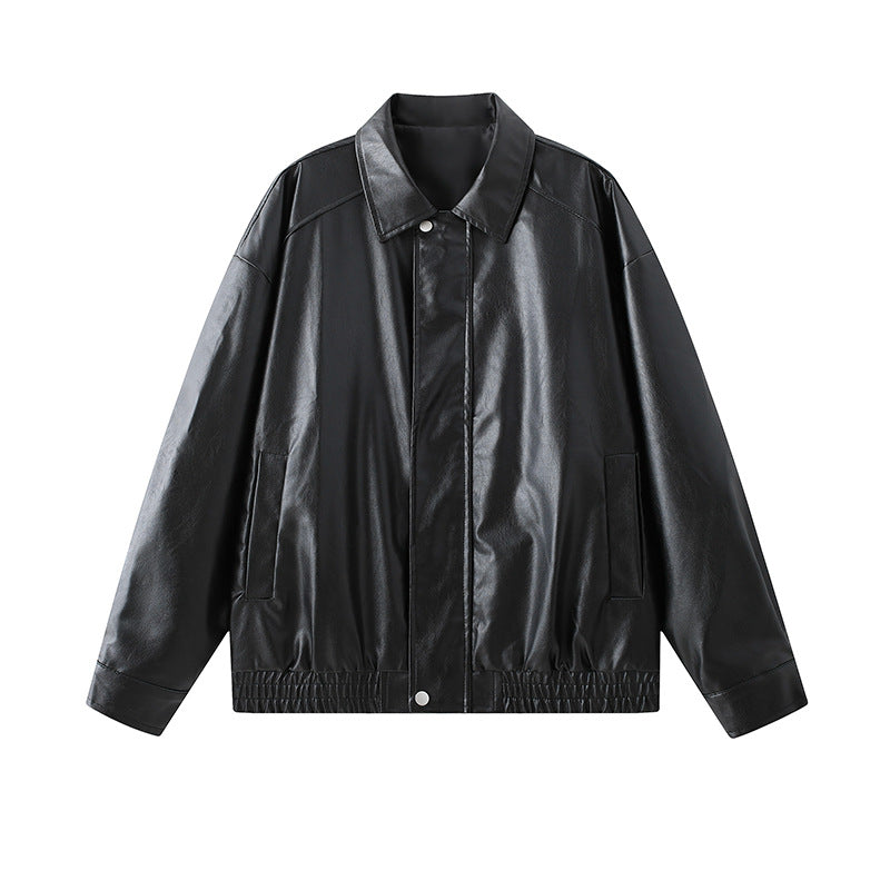 Men's elegant synthetic leather jacket with elastic waistband Lisslune