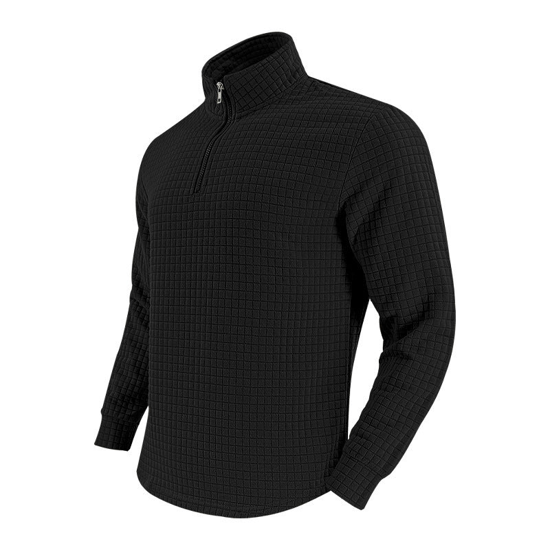 Men's elegant stand-up collar sweater with zipper and textured design Lisslune