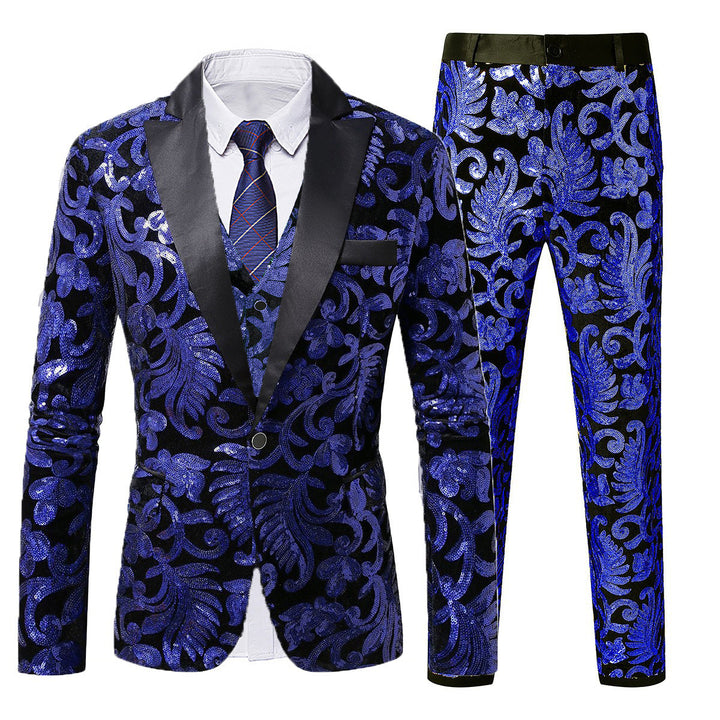 Men's elegant sequin suit set with floral pattern Lisslune