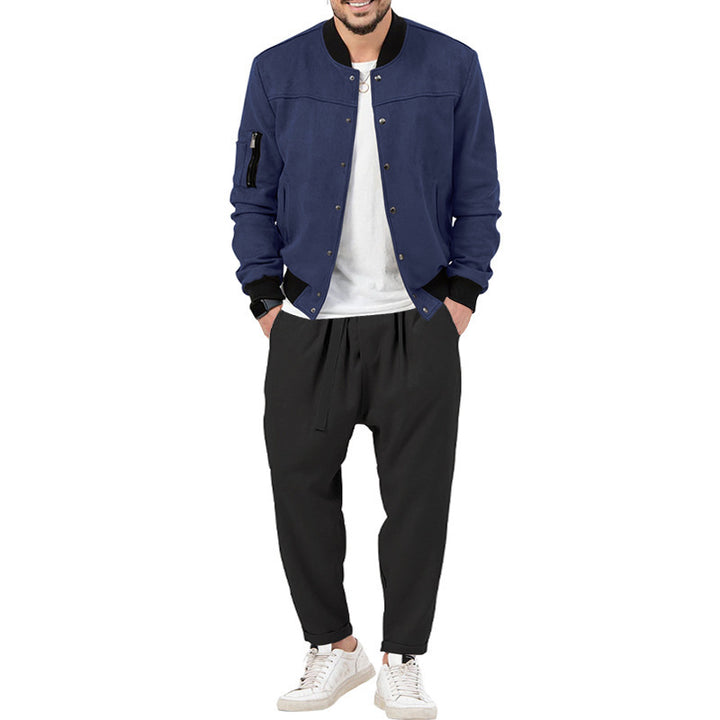 Men's fashion bomber jacket made of soft suede with practical pockets Lisslune