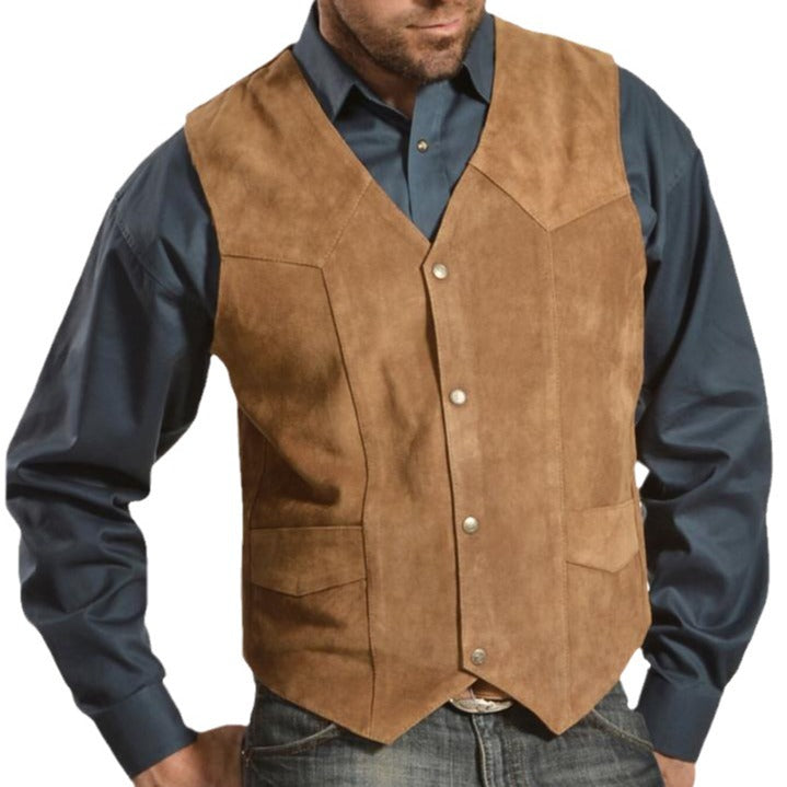 Men's suede vest in rustic look with practical pockets Lisslune