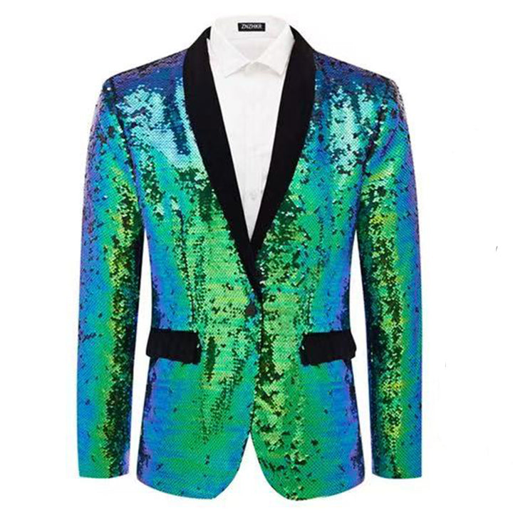 Men's glamorous sequin blazer with classic lapel cut Lisslune