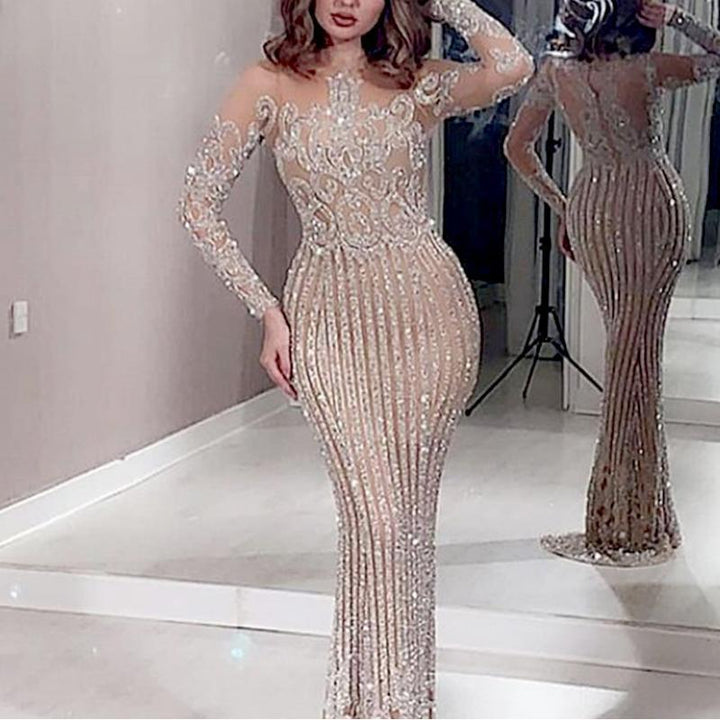 Women's elegant evening dress with glittering sequins and slim fit Lisslune