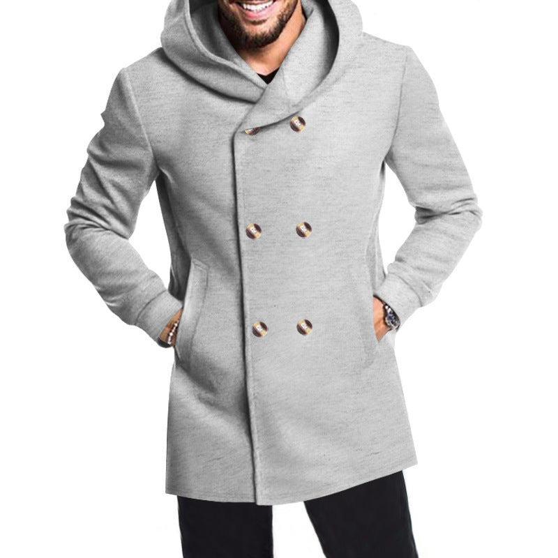 Men's Stylish Double-Breasted Jacket with Hood Lisslune