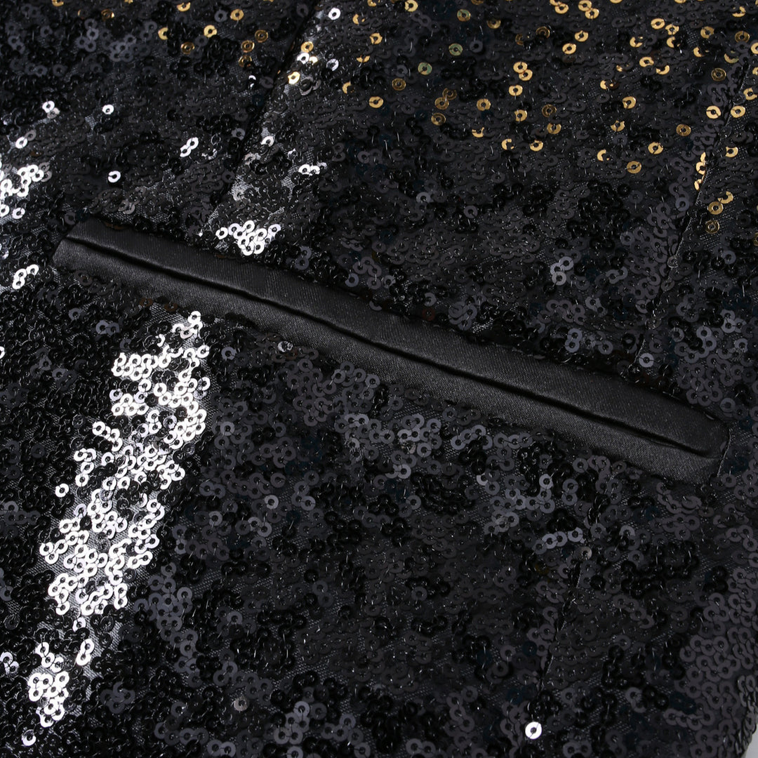 Men's elegant sequin blazer with black lapel Lisslune
