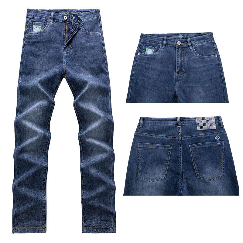 Men's stretch denim pants with fashionable wash Lisslune
