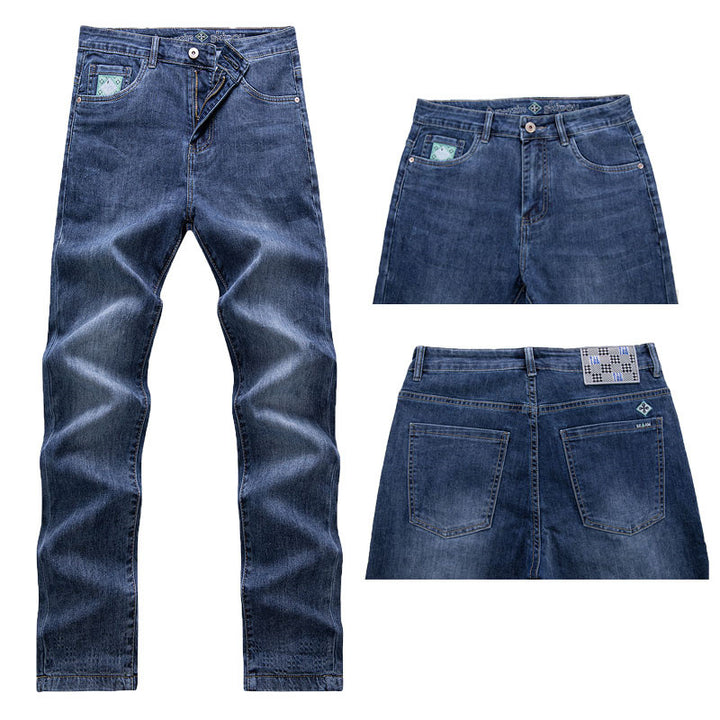 Men's stretch denim pants with fashionable wash Lisslune
