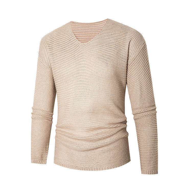 Men's casual knit pullover with V-neck and airy stitches Lisslune