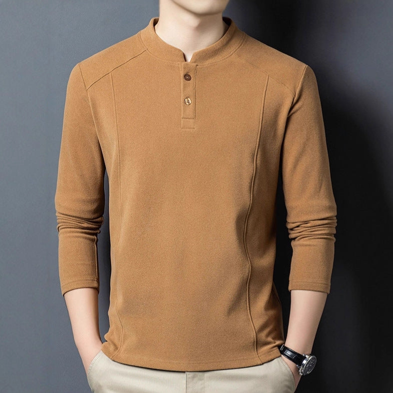 Men's long-sleeve shirt with button placket and comfortable fit Lisslune