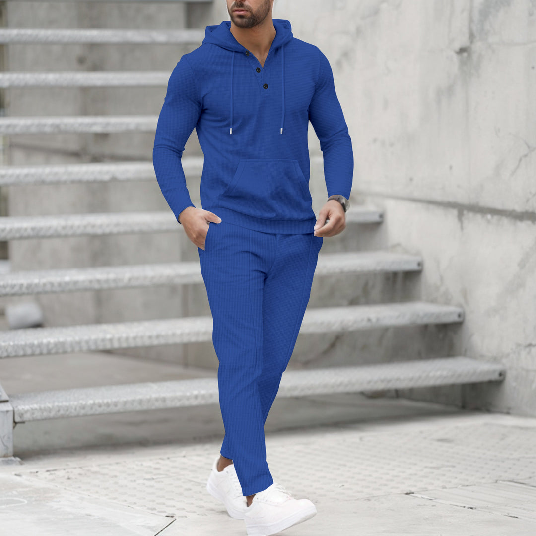 Men's stylish leisure hooded set with practical pockets Lisslune