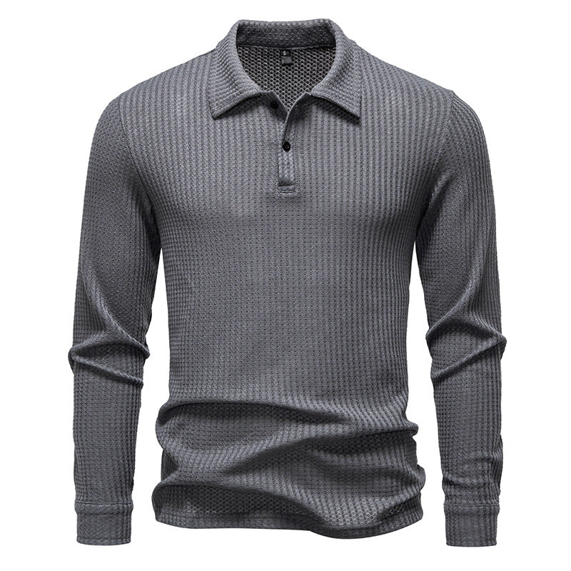Men's Long Sleeve Polo Shirt made of textured cotton Lisslune