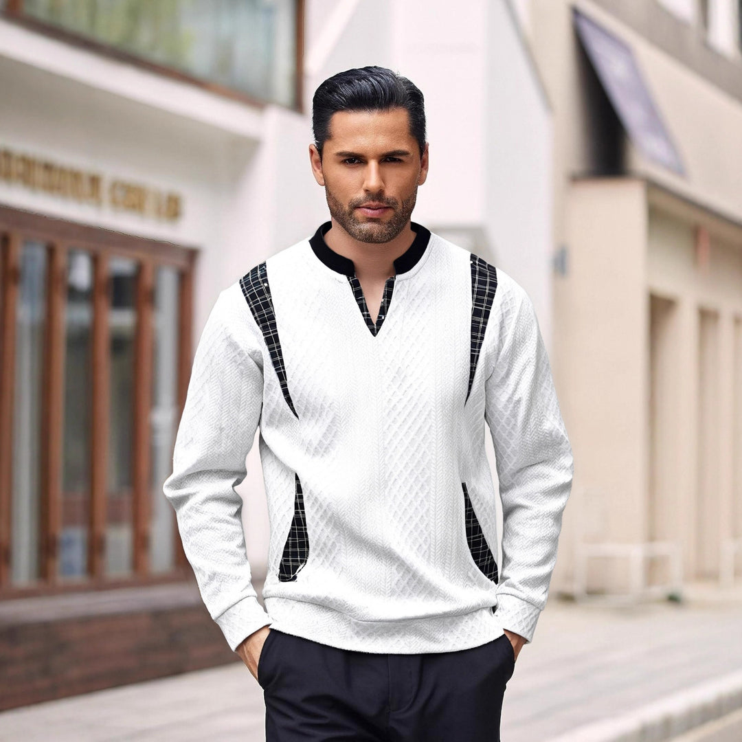 Men's knitted sweater with fashionable check elements Lisslune