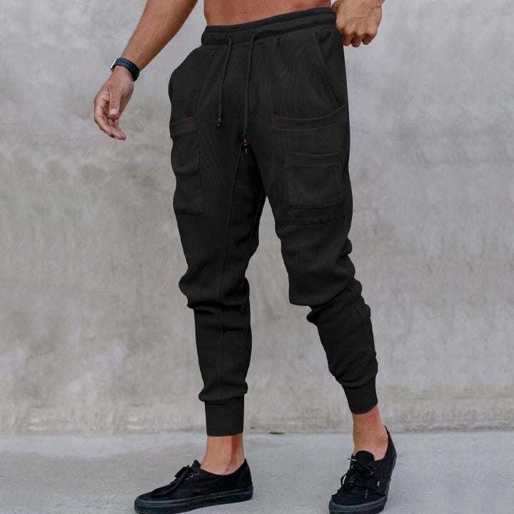 Men's Comfortable Cargo Pants made of breathable ribbed material with practical pockets Lisslune