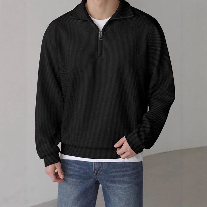 Men's Sports Sweater with Zipper and Textured Design Lisslune