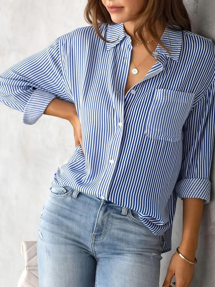 Women's Checked Shirt with Casual Cut and Applied Breast Pocket Lisslune