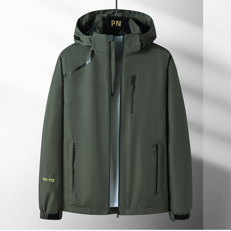 Men's Weatherproof Outdoor Jacket with Adjustable Hood and Functional Pockets Lisslune