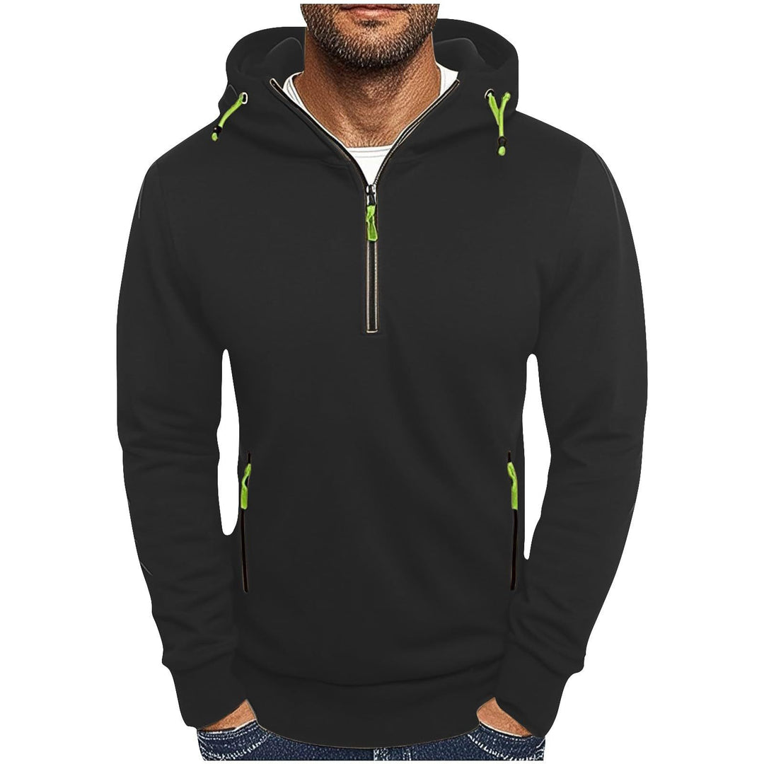 Men's fashionable hoodie with two pockets and half zipper Lisslune