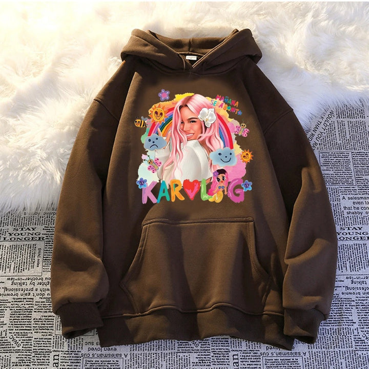 Women's hoodie with creative print and practical kangaroo pocket Lisslune