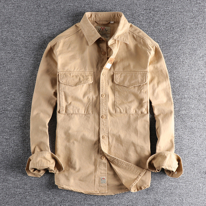 Men's cotton shirt with practical chest pockets and button-down collar Lisslune