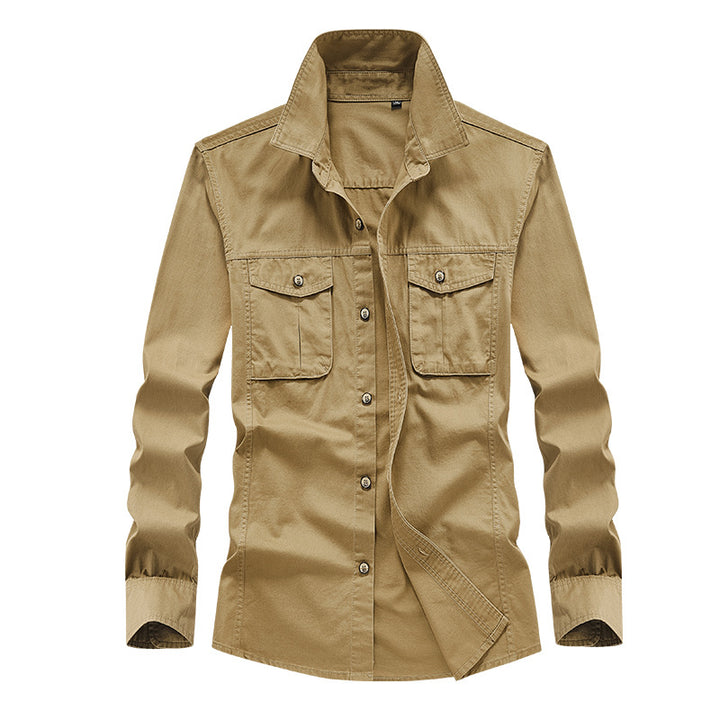 Men's Long Sleeve Functional Shirt with Practical Chest Pockets Lisslune