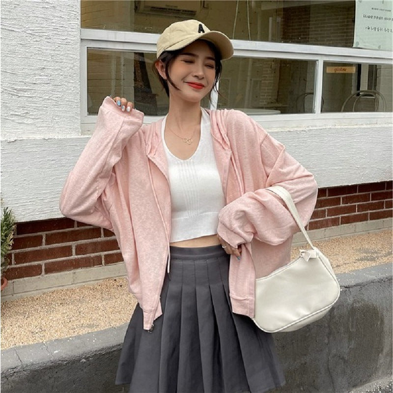 Women's casual hooded jacket with a relaxed fit and high-quality cotton blend
