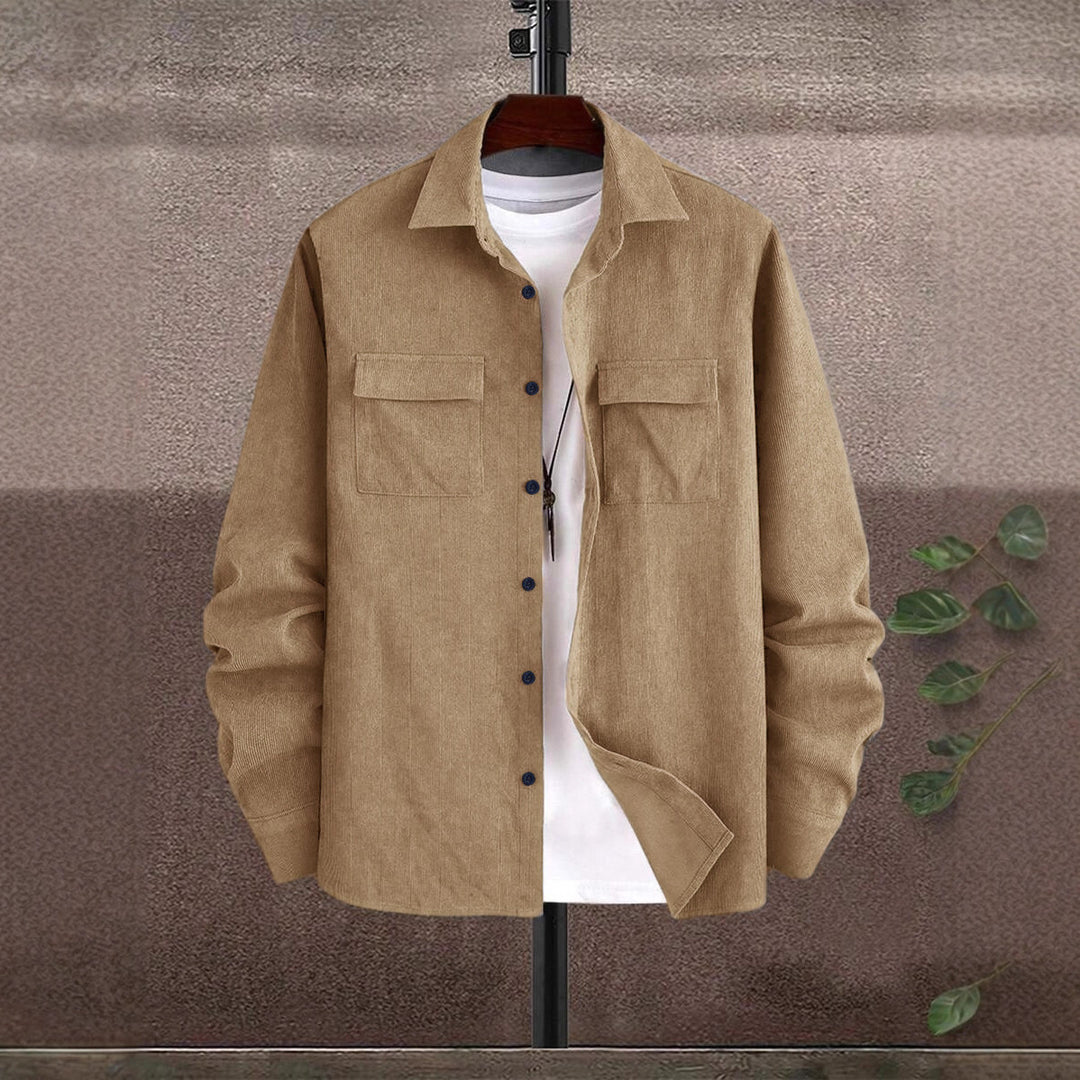 Men's Casual Shirt Jacket with Two Chest Pockets and Textured Design Lisslune