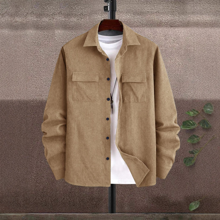 Men's Casual Shirt Jacket with Two Chest Pockets and Textured Design Lisslune
