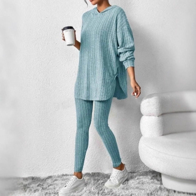 Damen Bequemes Lounge-Set mit Kapuze und schmalen Hosen Lisslune