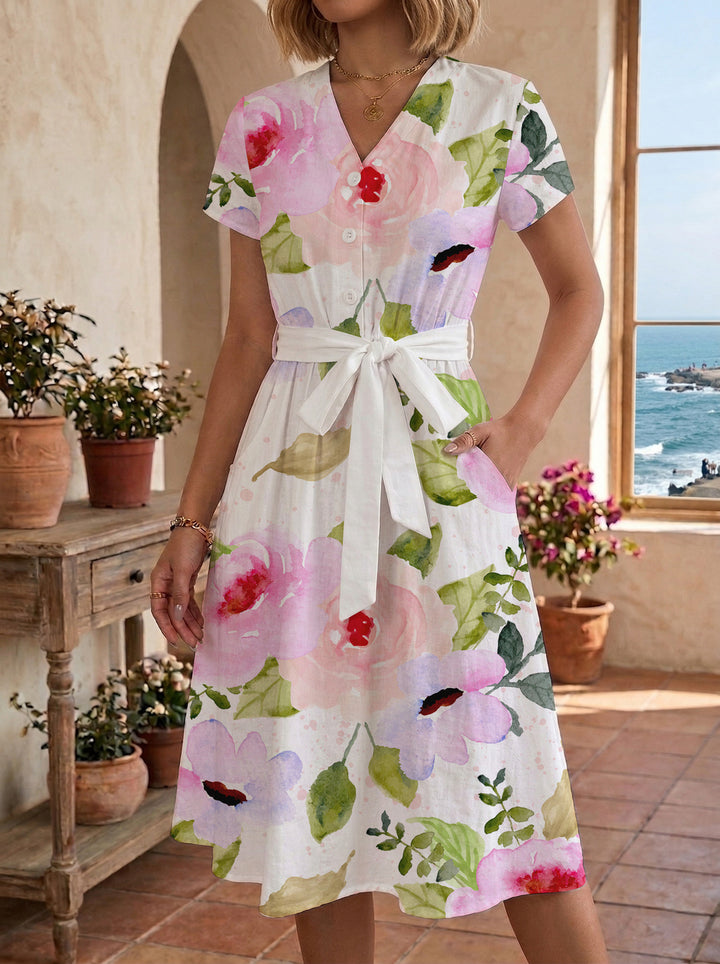 Women’s midi dress with floral design and comfortable fit Lisslune
