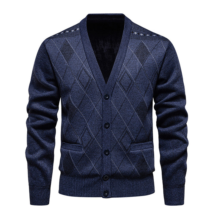 Men's stylish cardigan with V-neck and textured pattern Lisslune