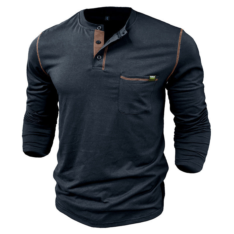 Men's Long Sleeve Henley Shirt with Modern Textured Design Lisslune