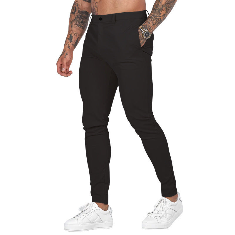 Men's modern Slim-Fit chinos with elastic waistband Lisslune
