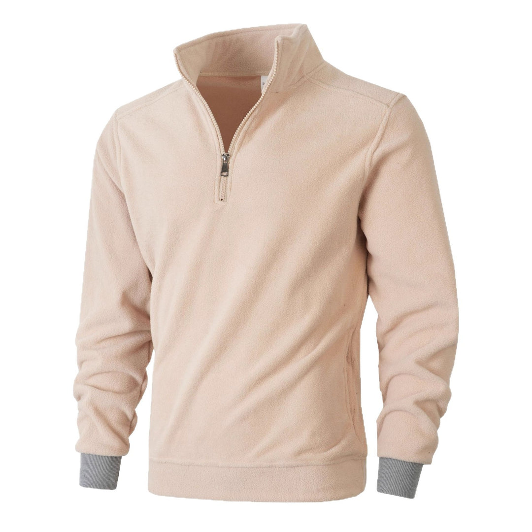 Men's Fleece Pullover with Half-Zip and Elastic Cuffs Lisslune