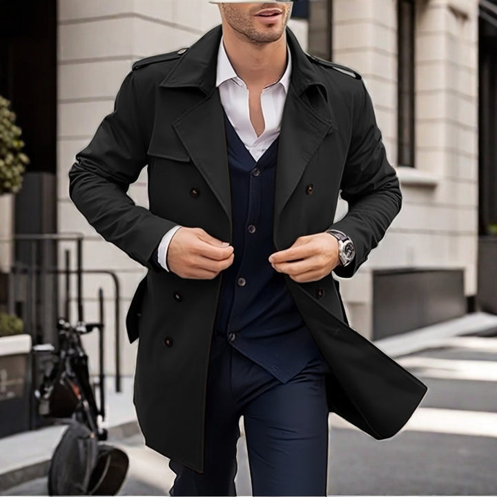 Men's Double-button Trench Coat with Practical Pockets Lisslune