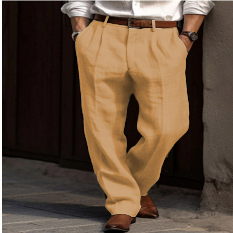 Men's elegant linen trousers with a slim fit and two practical side pockets Lisslune