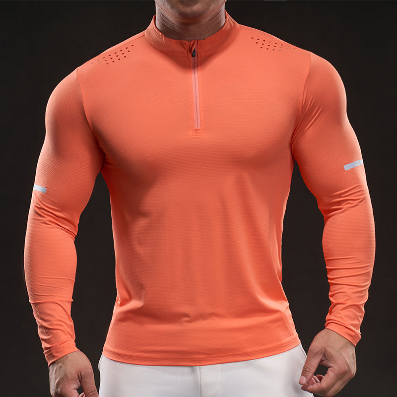 Men's Athletic Long Sleeve Shirt with Half Zipper Lisslune