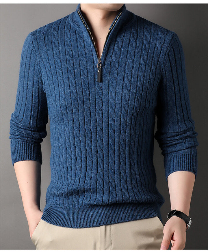 Men's pullover with zipper and textured cable pattern Lisslune