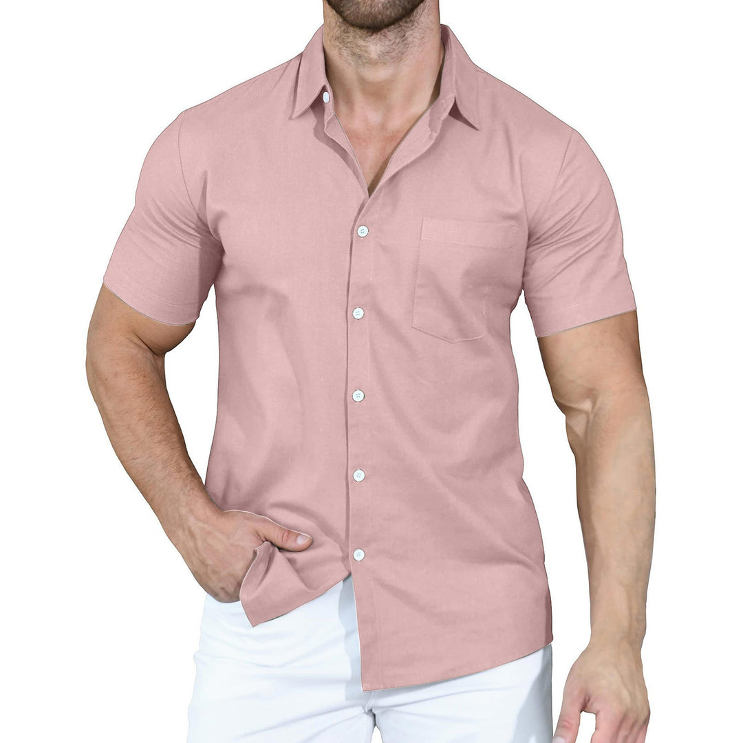 Men's short-sleeve shirt made of high-quality cotton with practical chest pocket Lisslune