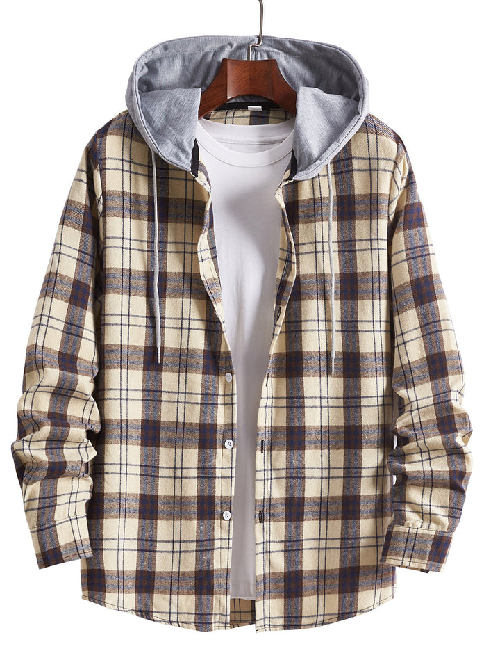 Men's shirt with integrated hood and check pattern Lisslune