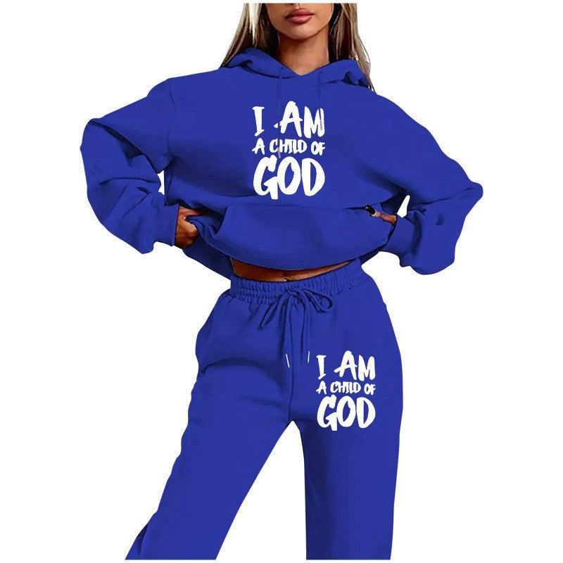 Women's hoodie sweatshirt with urban lettering and comfortable pants Lisslune