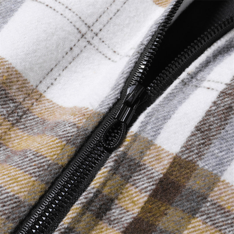 Men's Quilted Bomber Jacket with Checked Pattern Lisslune