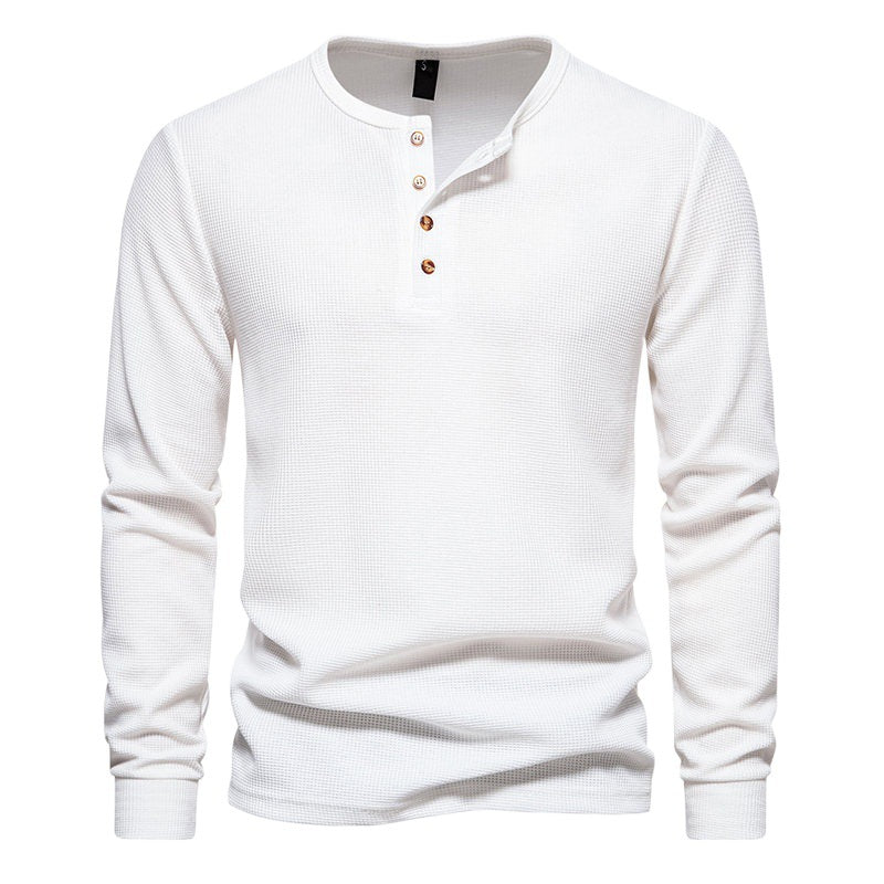 Men's long sleeve shirt with button placket and textured design Lisslune