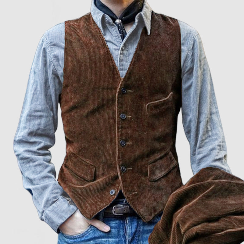 Men's cord waistcoat in a rustic look with practical pockets Lisslune