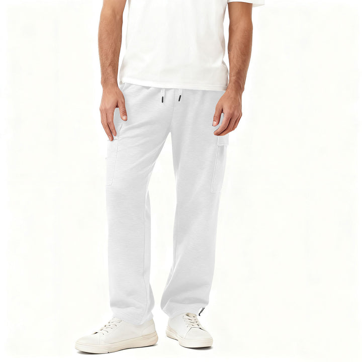 Men's Cargo-Style Leisure Pants with Practical Side Pockets and Elastic Waistband Lisslune