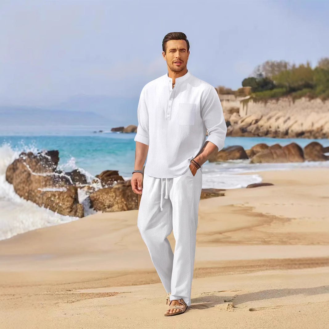 Men's Light Summer Linen Pants with Matching Top Lisslune