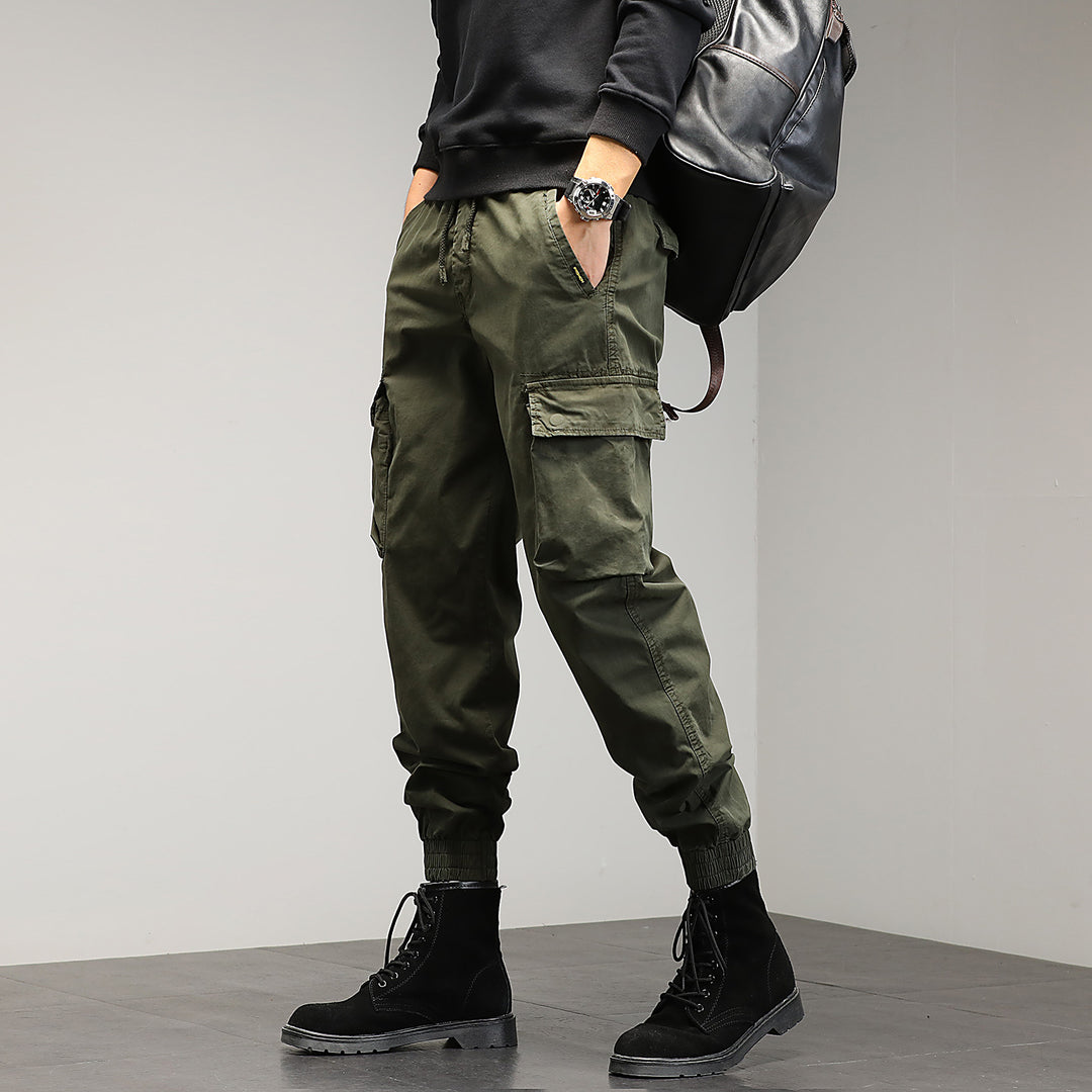 Men's cargo pants with elastic waistband and practical side pockets Lisslune