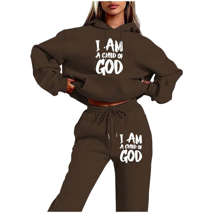 Women's hoodie sweatshirt with urban lettering and comfortable pants Lisslune