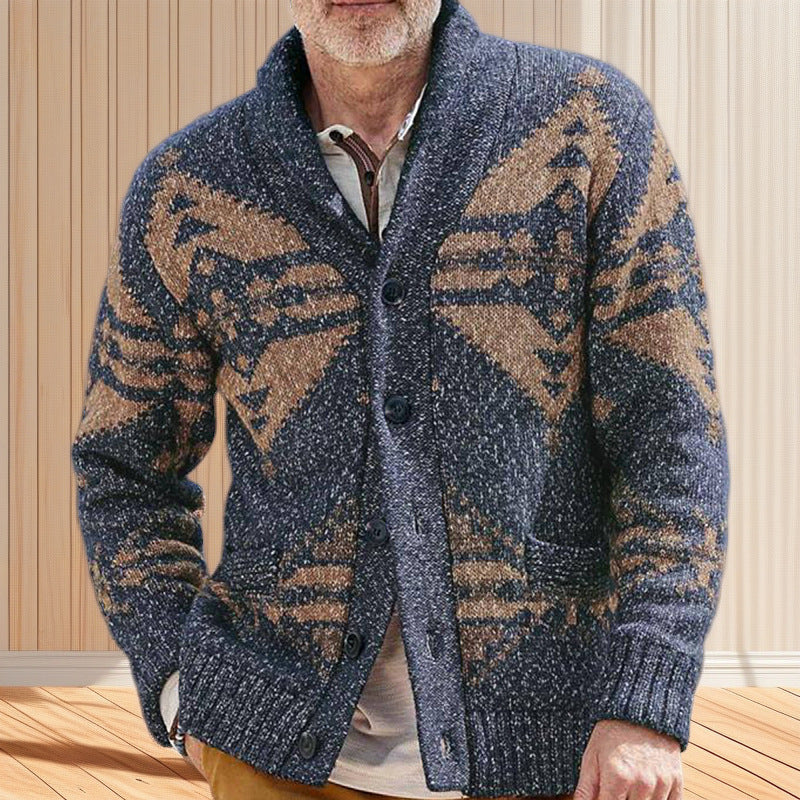 Men's cardigan with intricate pattern and practical pockets Lisslune