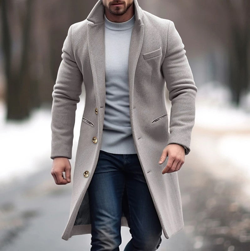 Men's elegant wool coat with slim fit and golden buttons Lisslune